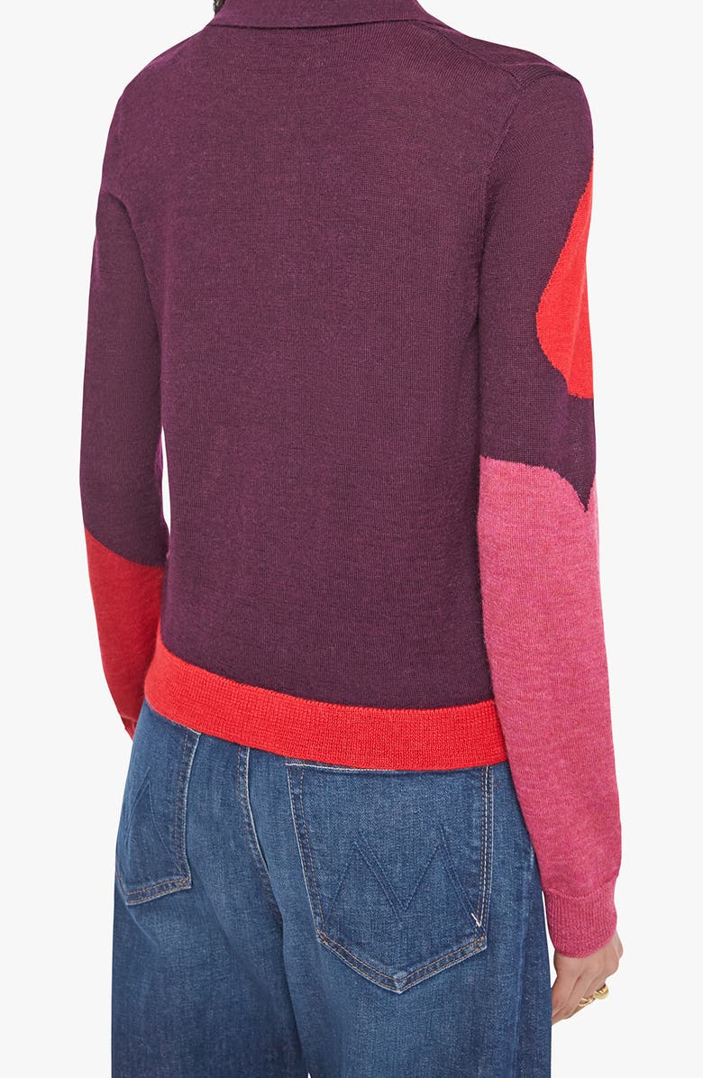 MOTHER The Racquet Abstract Print Alpaca Cardigan, Alternate, color, Pop Art