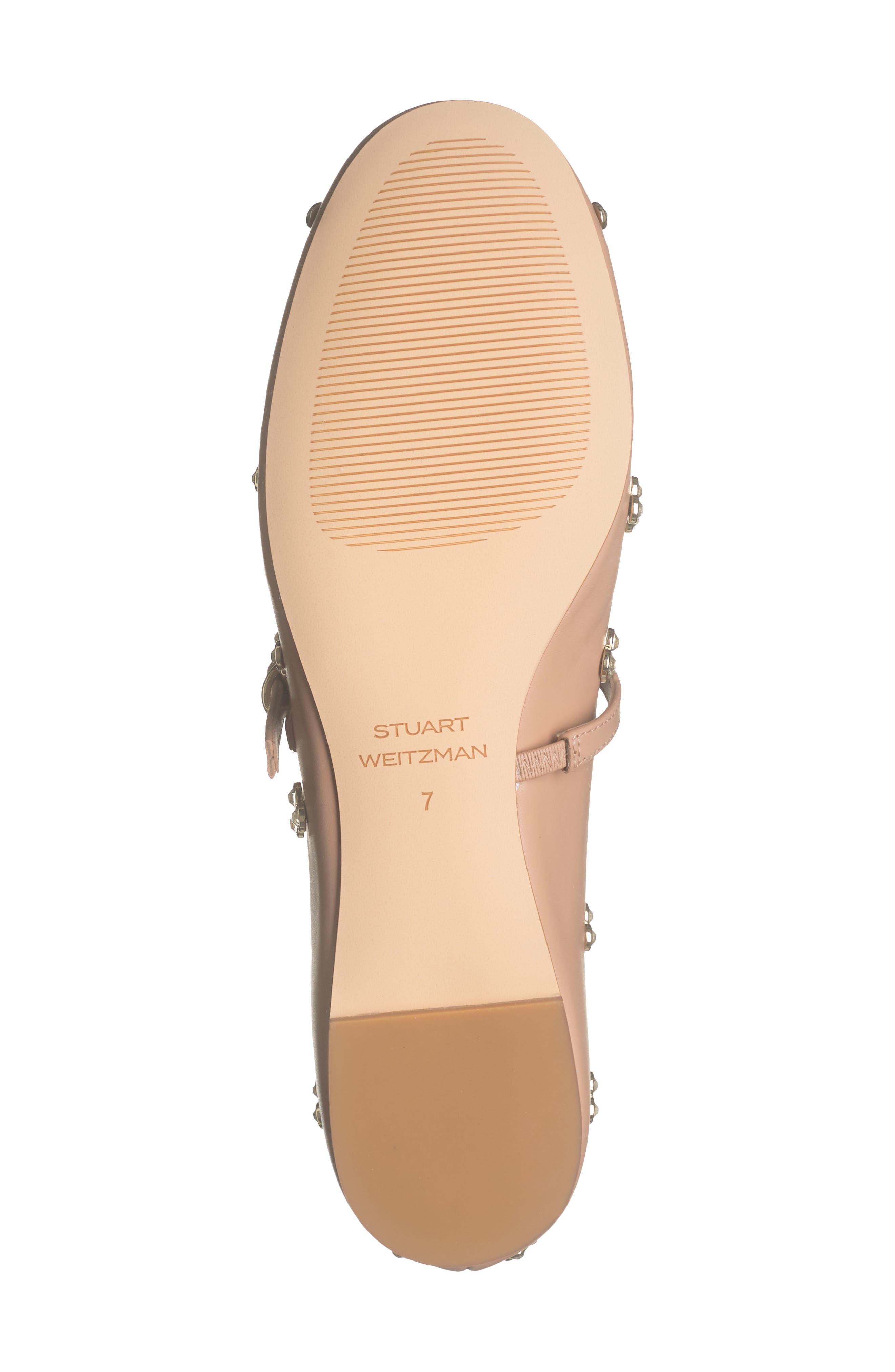 Stuart Weitzman Tammy Crystal Mary Jane Flat, Alternate, color, Golden Beige
