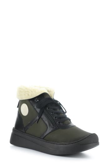 Softinos By Fly London Faux Shearling Bootie In Green