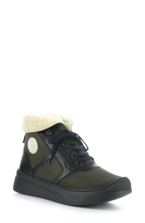 Softinos by Fly London Faux Shearling Bootie in Khaki Smooth Leather 