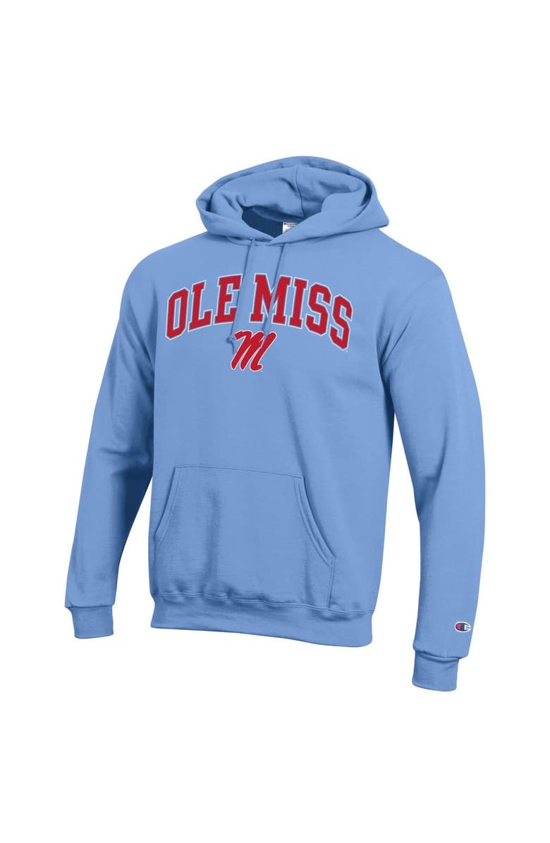 Champion Men's Champion  Light Blue Ole Miss Rebels Arched Logo Fleece Pullover Hoodie, Alternate, color, Light Blue