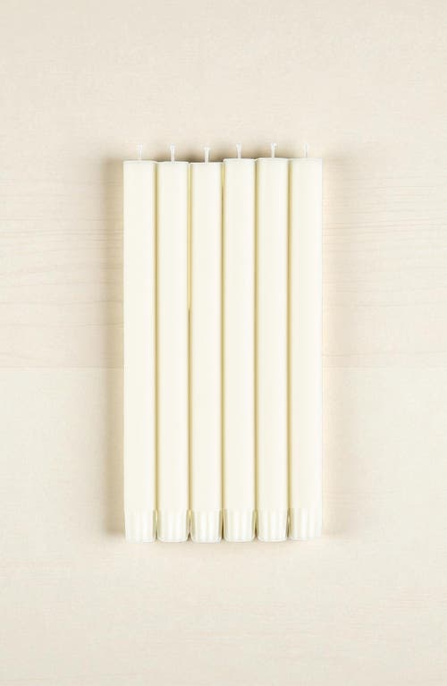 British Colour Standard Set Of 6 Pearl White Dinner Candles In White