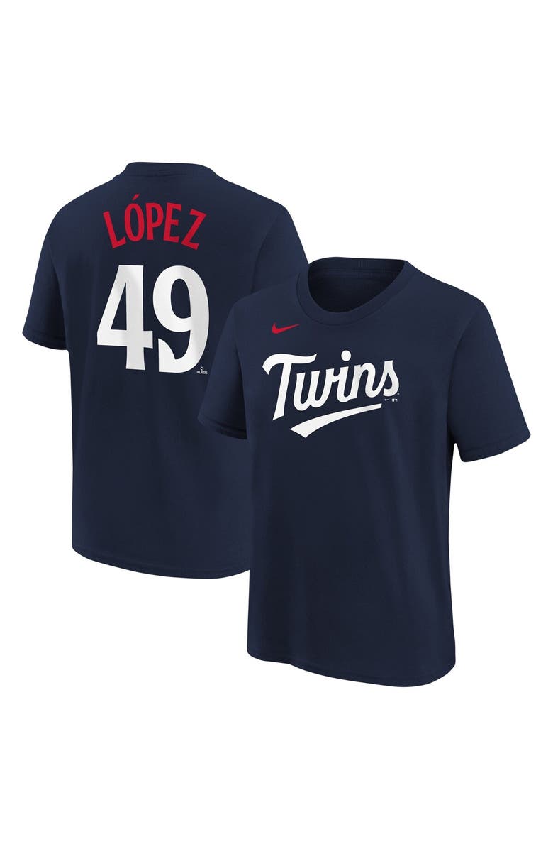 Nike Youth Nike Pablo Lopez Navy Minnesota Twins Name & Number T-Shirt, Main, color, 