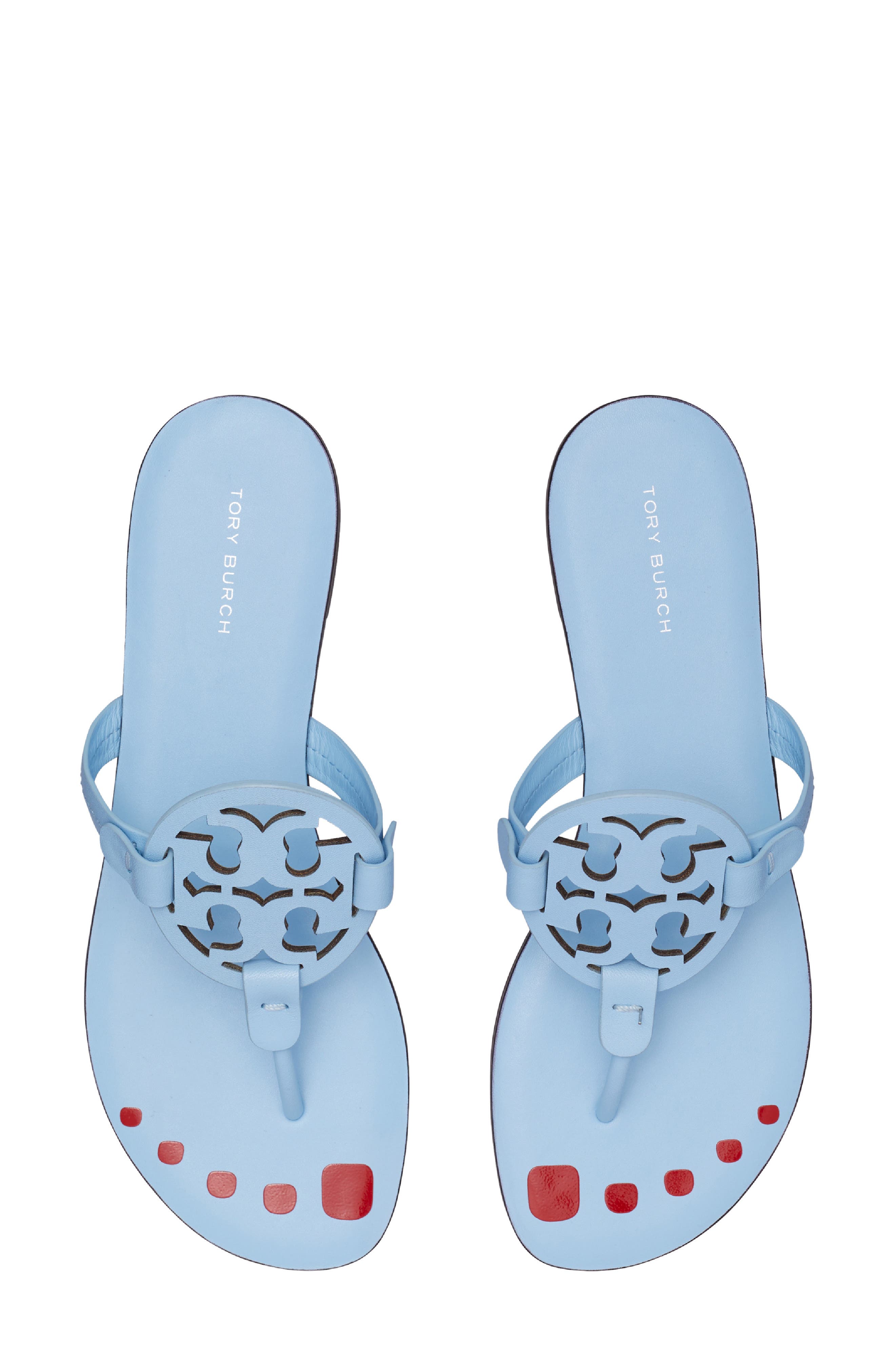 Tory Burch Miller Nail Polish Thong Slide Sandal, Alternate, color, Pale Blue