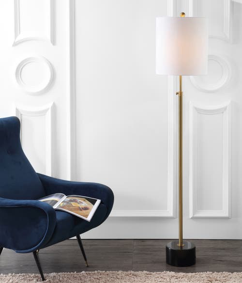 Jonathan Y Crosby 66" Adjustable Height Metal Led Floor Lamp, Brass/black Marble In Brass Gold/black
