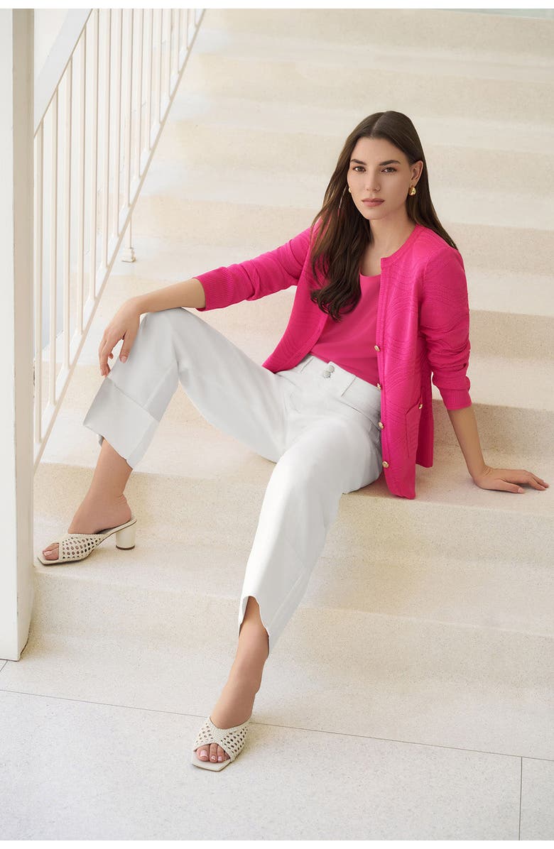 Ming Wang Heritage Tonal Textured Wave Knit Jacket, Alternate, color, Carmine Rose