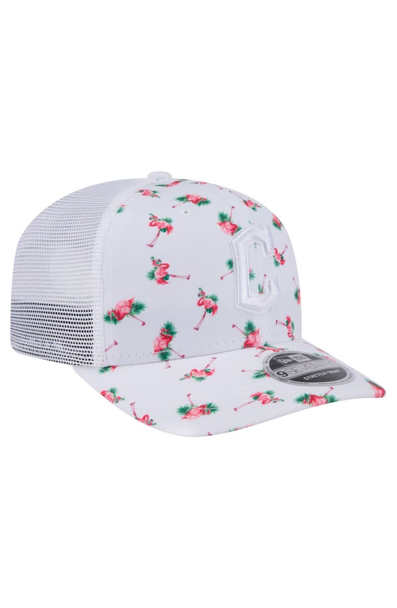New Era Men's New Era  White Cleveland Guardians Flamingo Mesh Back 9SEVENTY Stretch-Snap Hat, Alternate, color, 