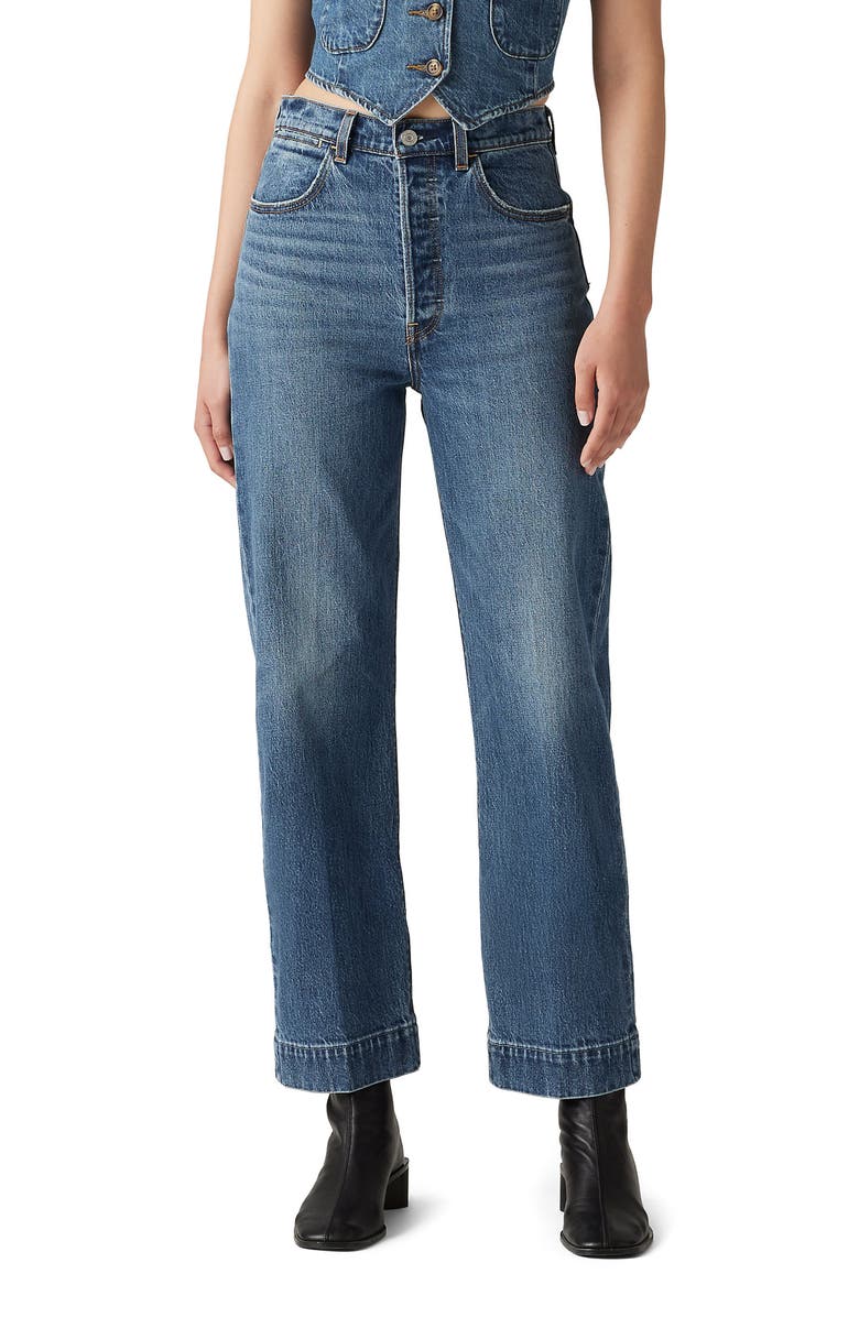 Levi's Ribcage Tailored High Waist Ankle Straight Leg Jeans, Main, color, Valley View Crease