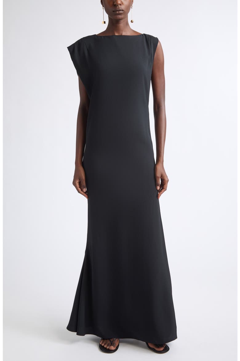 La Robe Drap Maxi Dress, Main, color, BLACK