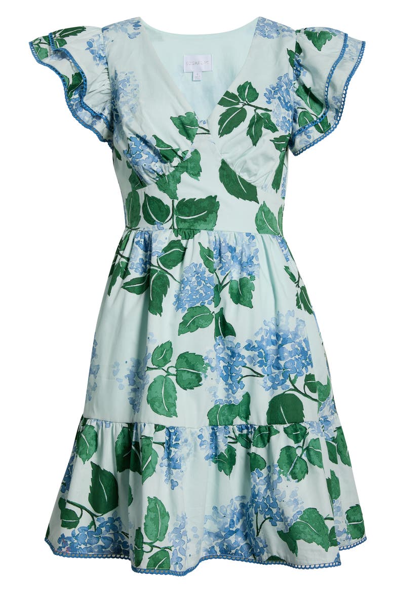 Mirla Floral Ruffle Minidress, Alternate, color, BLUE-GREEN-MULTI