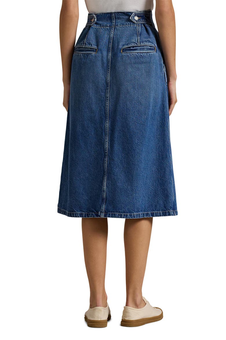 Button Front A-Line Denim Midi Skirt (Women) | Nordstrom