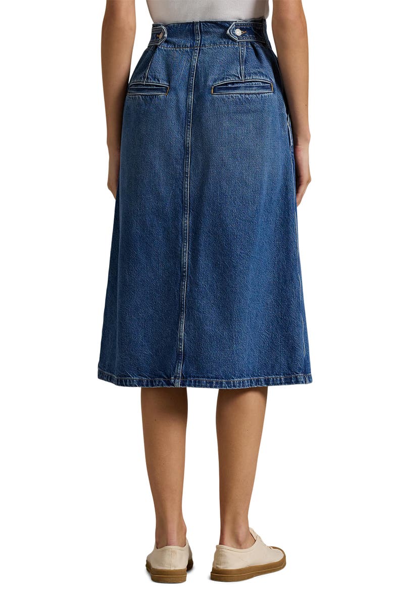 Polo Ralph Lauren Button Front A-Line Denim Midi Skirt, Alternate, color, 