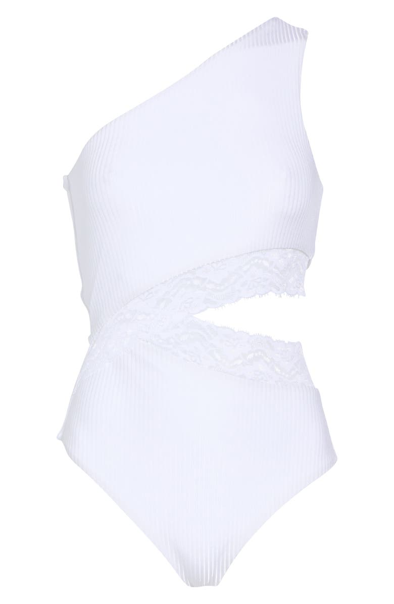 Beach Riot Celine Lace One-Piece Swimsuit, Alternate, color, White