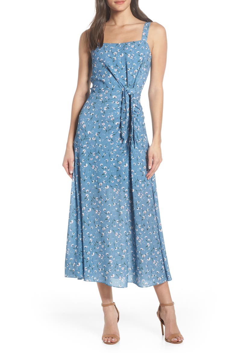 Floral Print Maxi Dress, Main, color, BLUE FLORAL