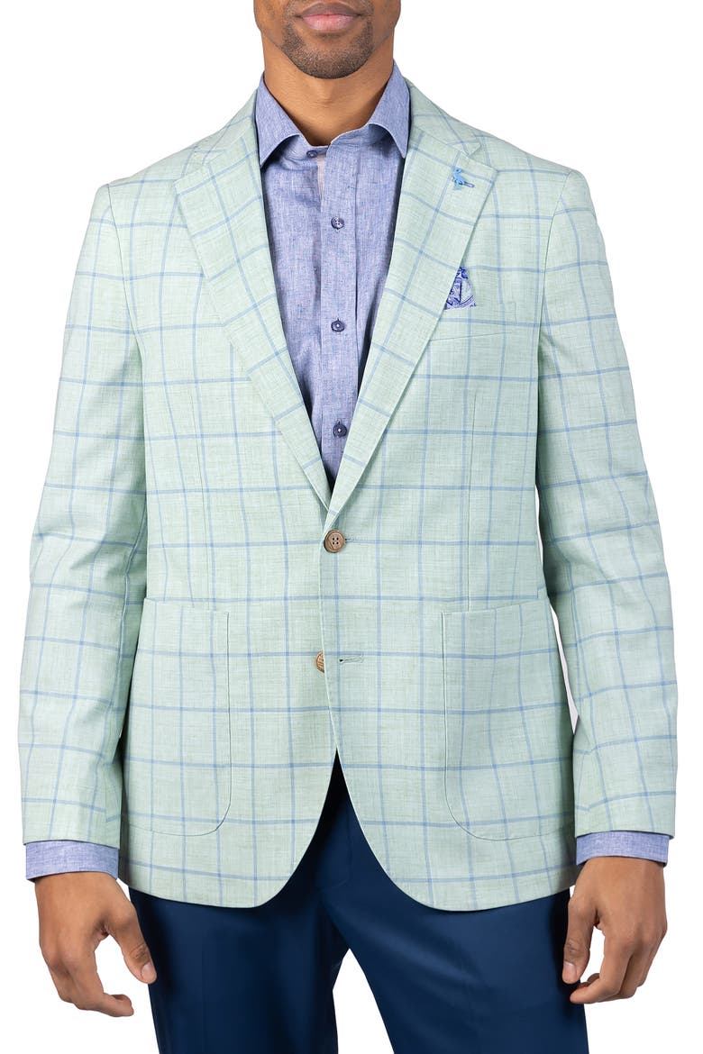 Mélange Yarn Dyed Windowpane Sport Coat, Main, color, SAGE