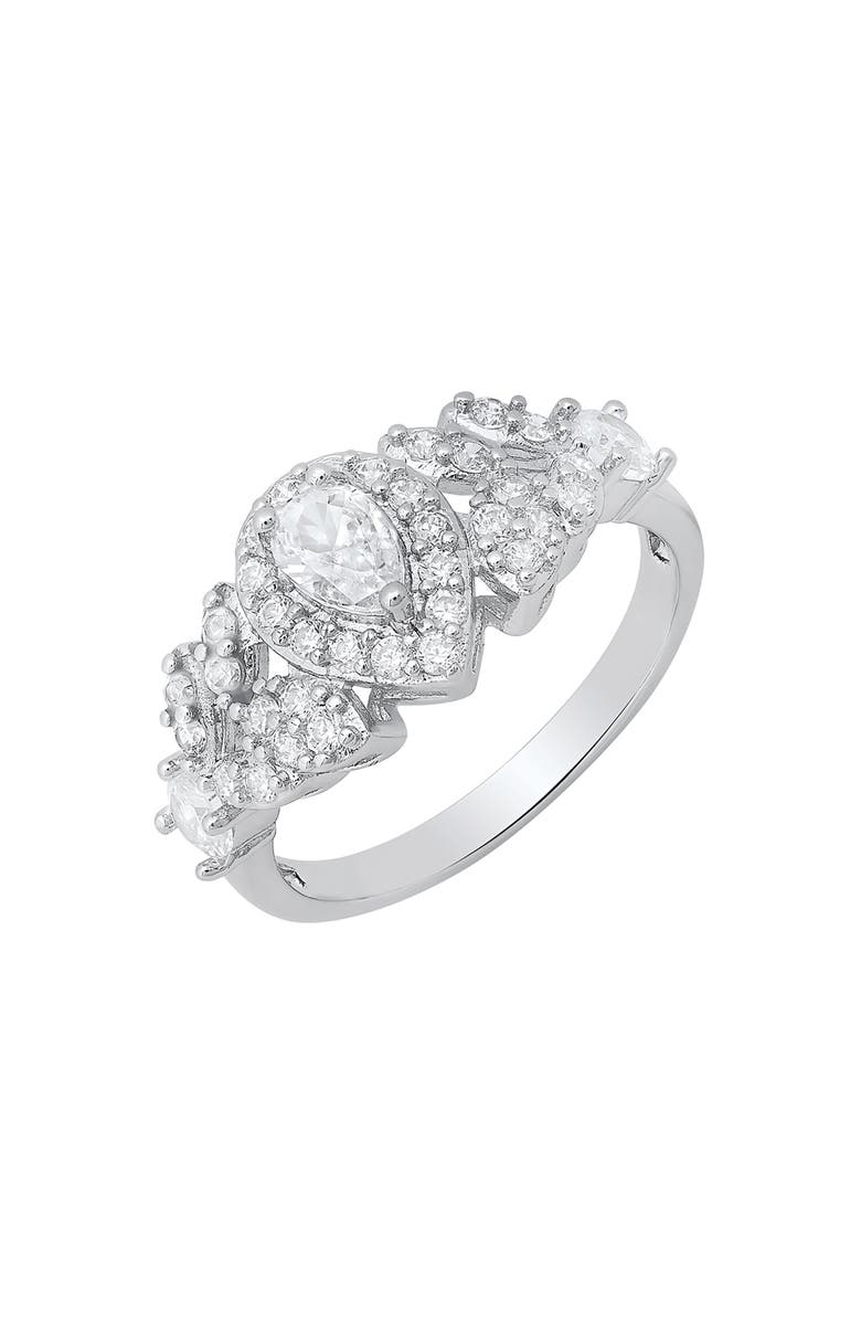 HMY JEWELRY Pear Shape Cubic Zirconia Engagement Ring, Alternate, color, Silver