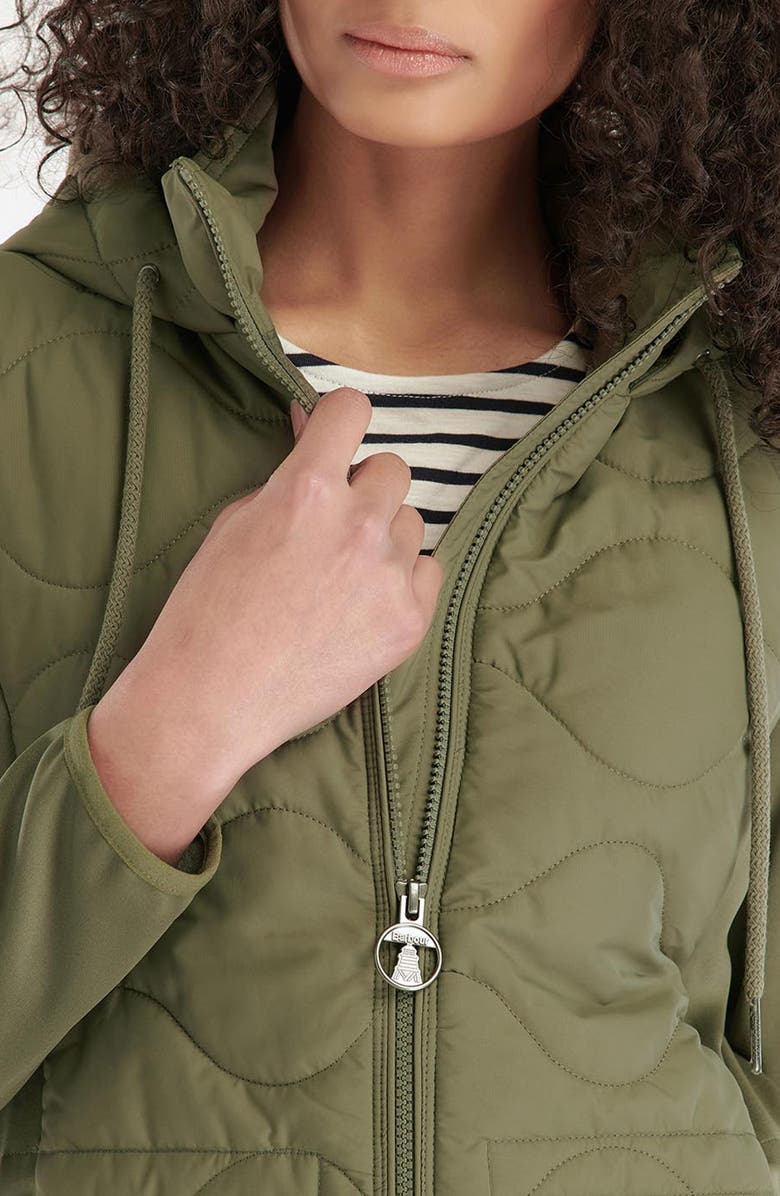 Barbour Willowherb Quilted Mixed Media Jacket, Alternate, color, Dusky Khaki