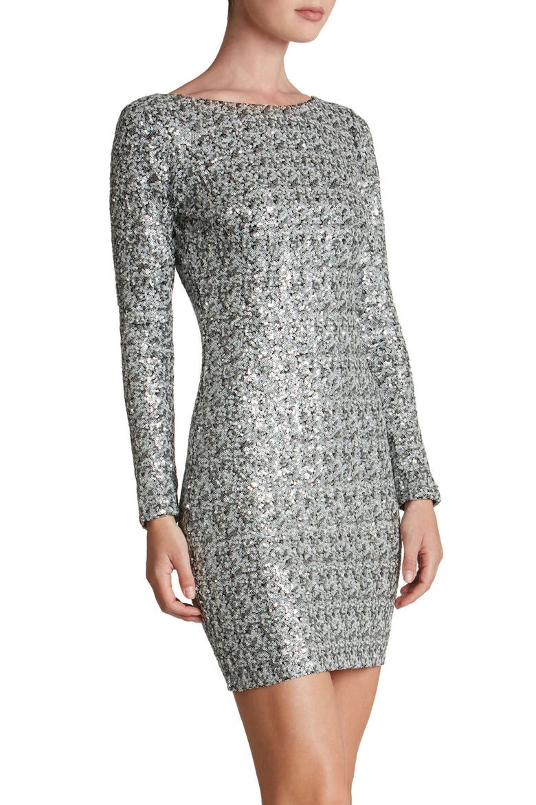 Lola Body-Con Dress, Alternate, color, WHITE/ SILVER/ BLACK