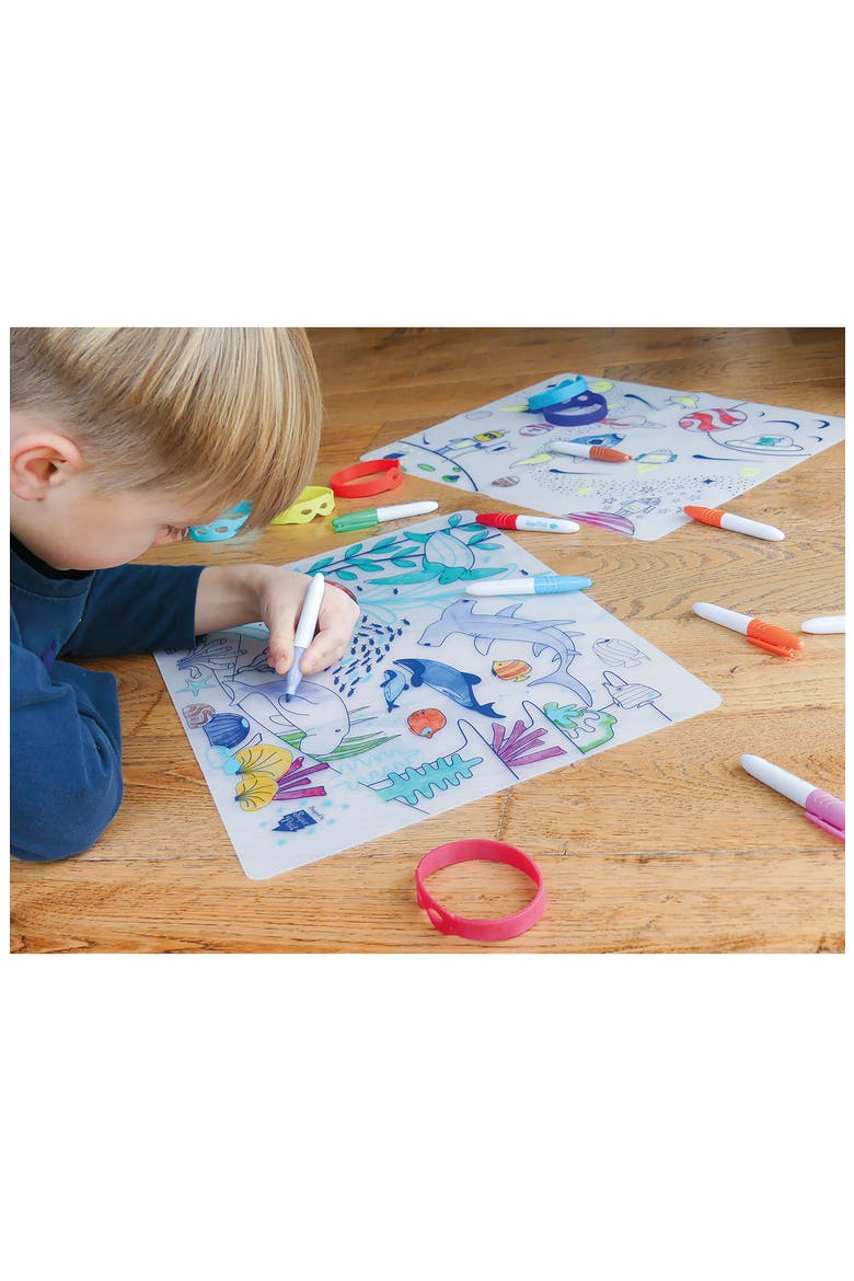 Great Barrier Reef Reusable Coloring Mat & Washable Markers, Alternate, color, MULTI