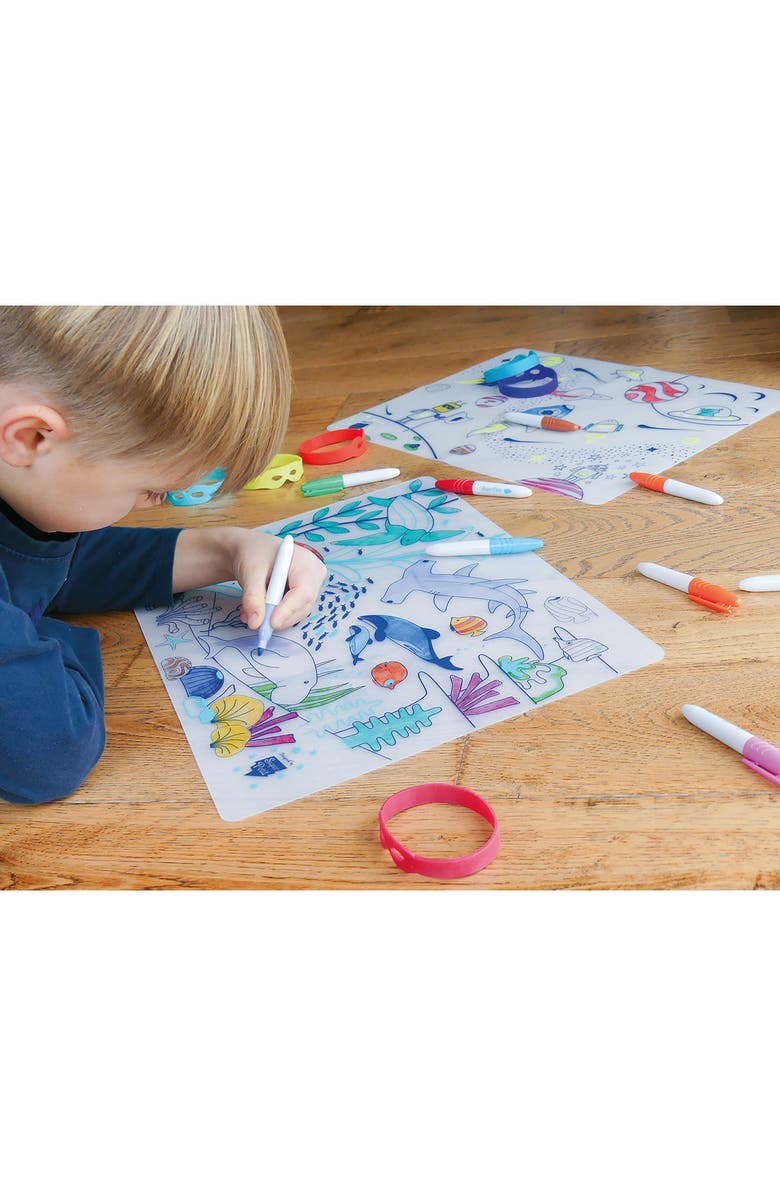 Scrunch Great Barrier Reef Reusable Coloring Mat & Washable Markers, Alternate, color, Multi