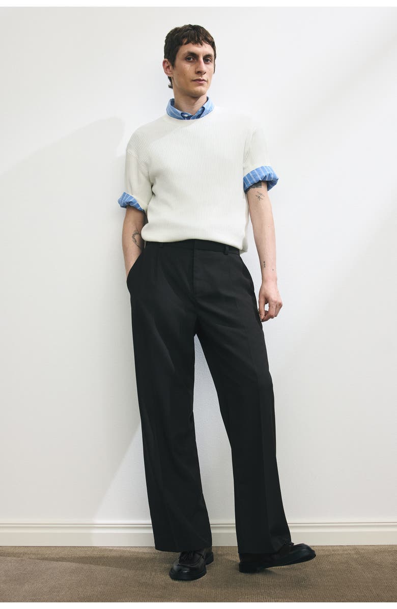 H&M Slim Fit Rib-knit T-shirt, Alternate, color, White