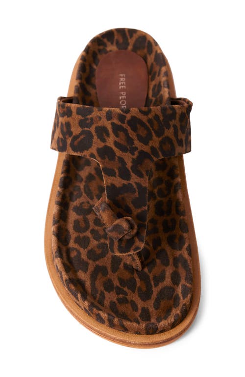 Free People Mika Flip Flop In Chestnut Leopard Suede