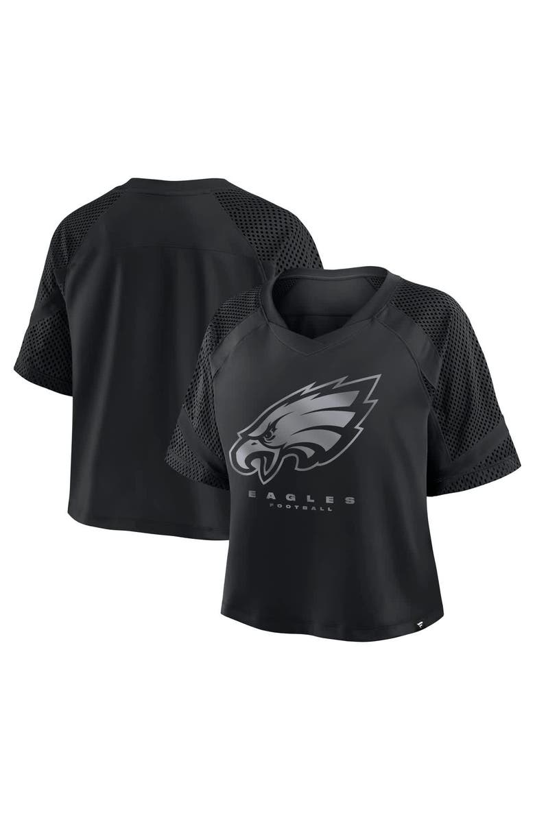 FANATICS Women's Fanatics Philadelphia Eagles Oversized Raglan V-Neck Blackout Fashion Jersey, Main, color, Black