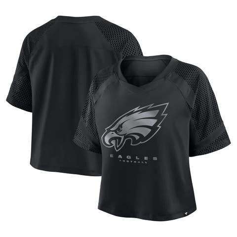 Women's Fanatics Philadelphia Eagles Oversized Raglan V-Neck Blackout Fashion Jersey