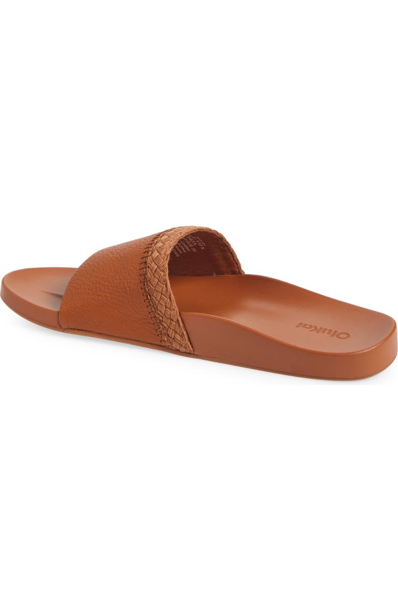 OluKai Pākea Leather Slide Sandal, Alternate, color, Fox / Fox