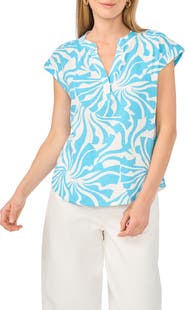 Vince Camuto Split Neck Cap Sleeve Top