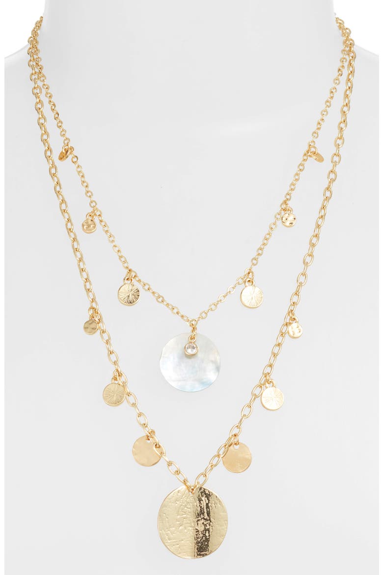 Set of 2 Disc Station Necklaces, Alternate, color, GOLD