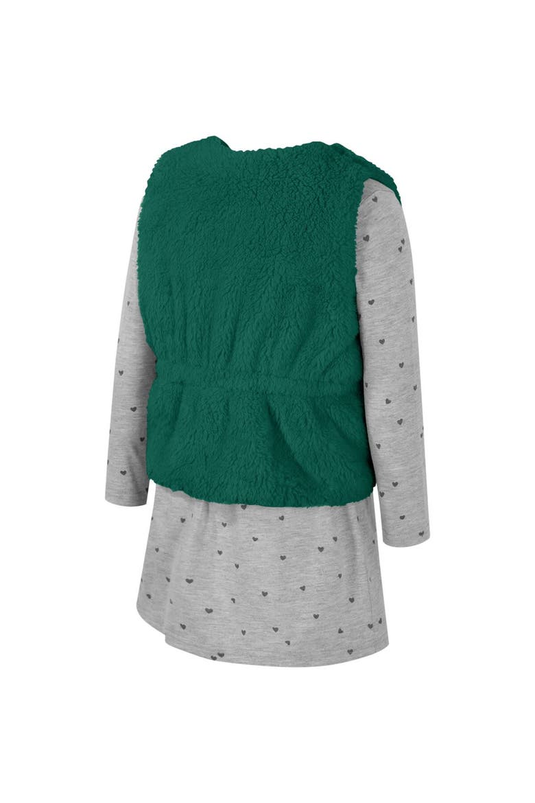 Girls Toddler Colosseum Green Michigan State Spartans Meowing Vest & Dress Set, Alternate, color, Green
