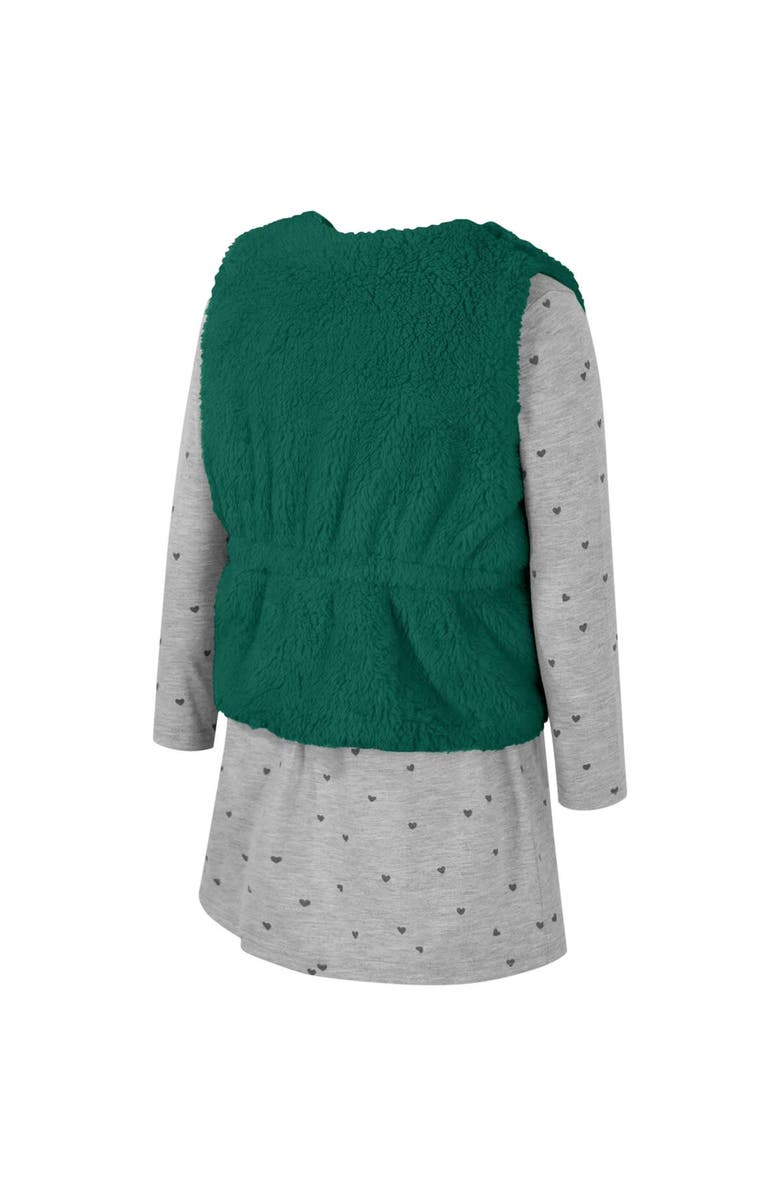 COLOSSEUM Girls Toddler Colosseum Green Michigan State Spartans Meowing Vest & Dress Set, Alternate, color, Green