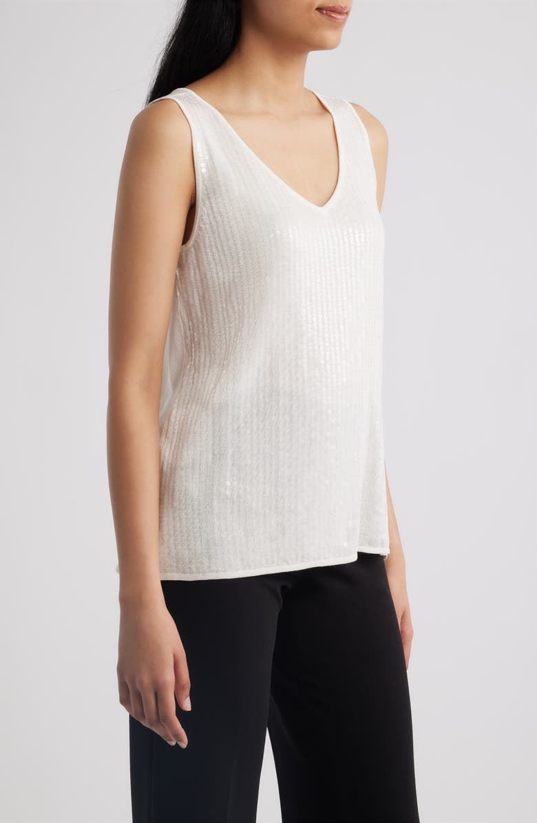 Anne Klein Double V-Neck Sweater Tank, Alternate, color, White Dove