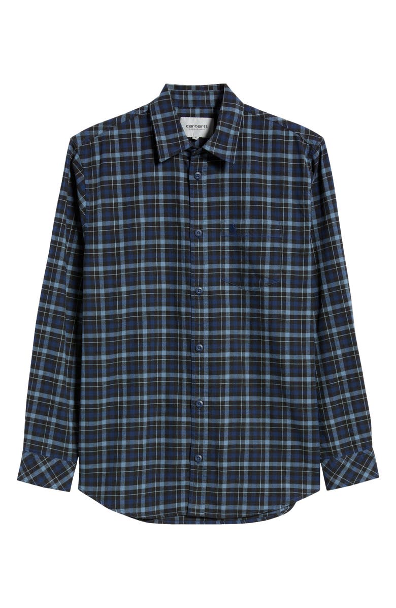 Carhartt Work In Progress Widmark Plaid Flannel Button-Up Shirt, Alternate, color, Blue Multi
