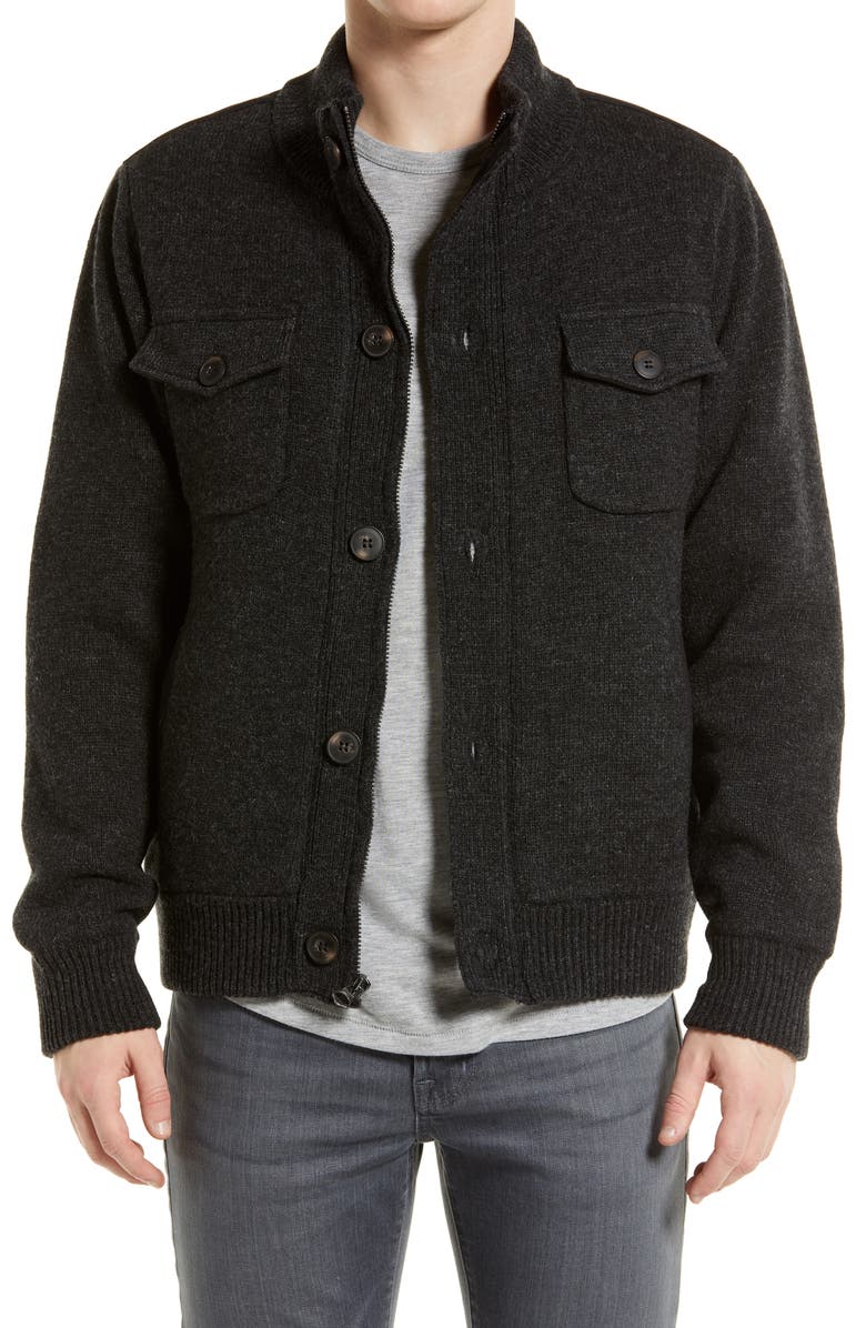 Schott NYC Fleece Lined Wool Blend Knit Jacket, Main, color,