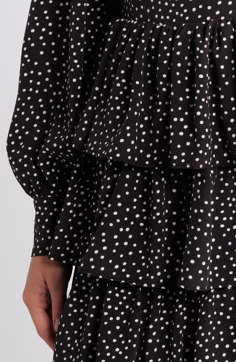 Charles Henry Polka Dot Long Sleeve Tiered Minidress, Alternate, color, 