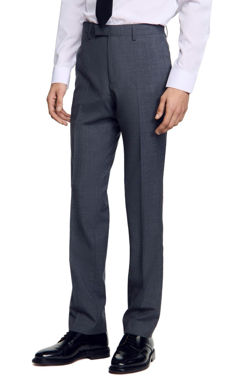 SANDRO Glazed leather derbies, Alternate, color, Black