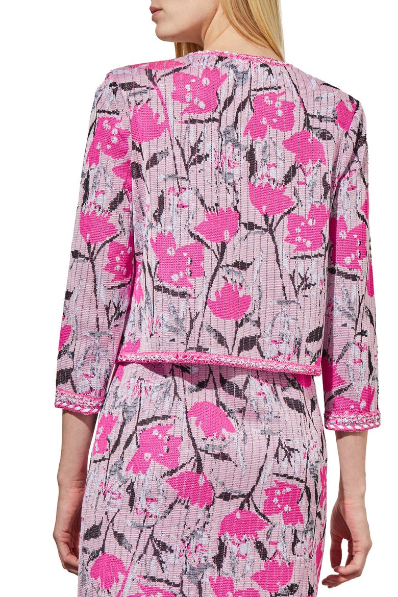 Floral Crop Knit Jacket, Alternate, color, PERFECT PINK MULTI