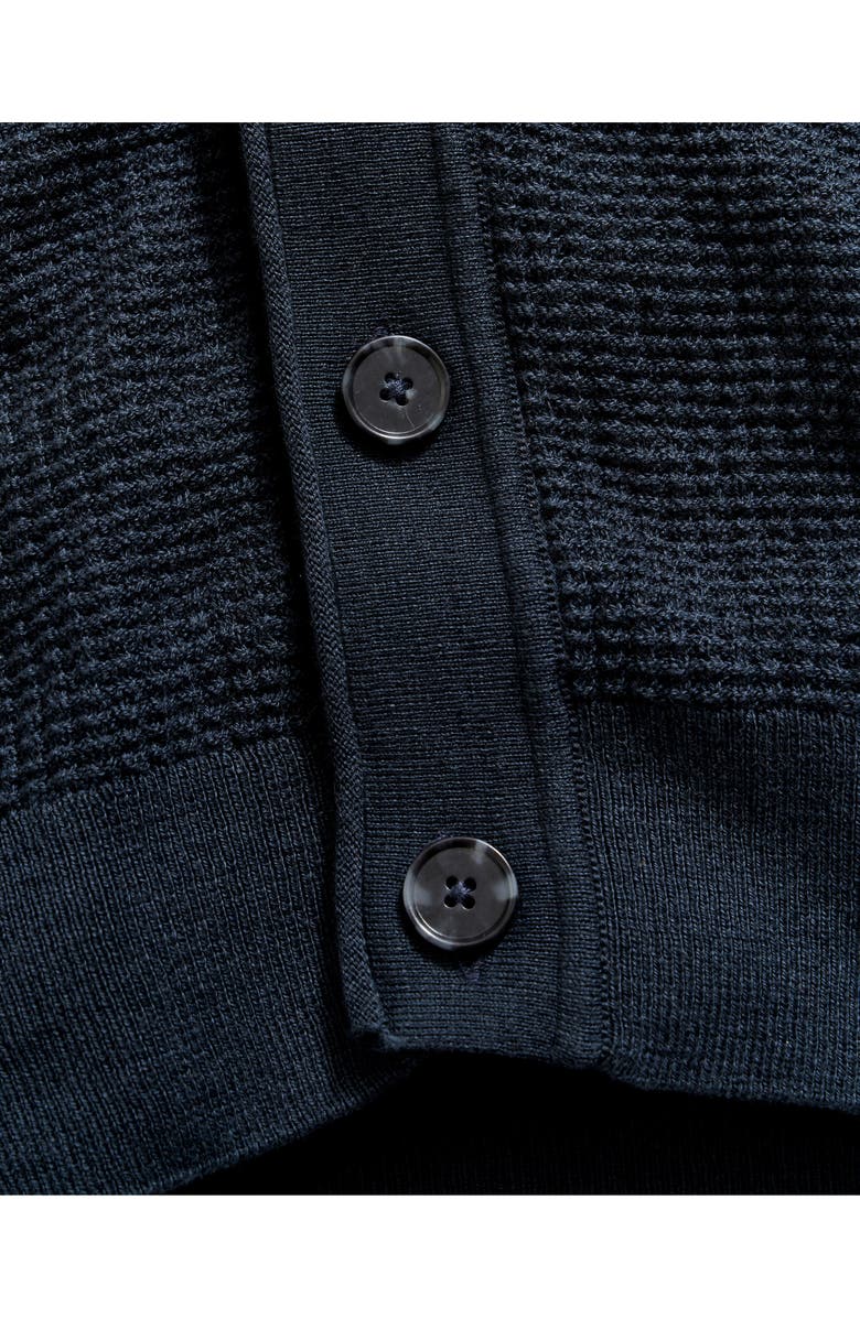 Billy Reid Cotton & Cashmere Mini Waffle Cardigan, Alternate, color, Carbon Blue