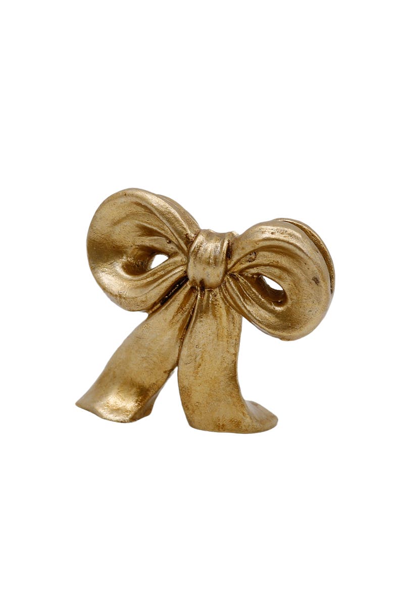 Transpac Resin Gold Bow Placecard Holder Set of 4 for Display and Entertaining, Alternate, color, Gold
