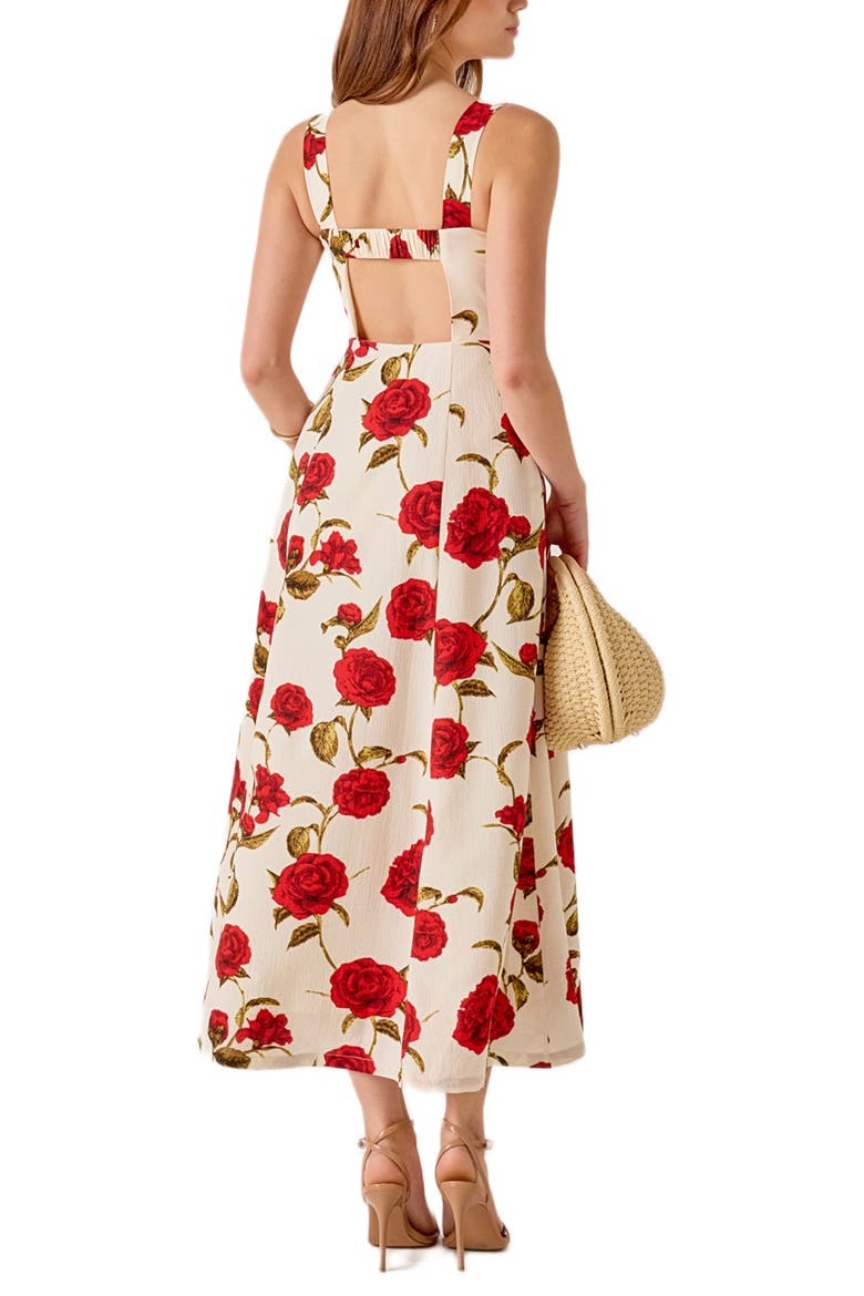 Rose Print Maxi Dress, Alternate, color, IVORY MULTI