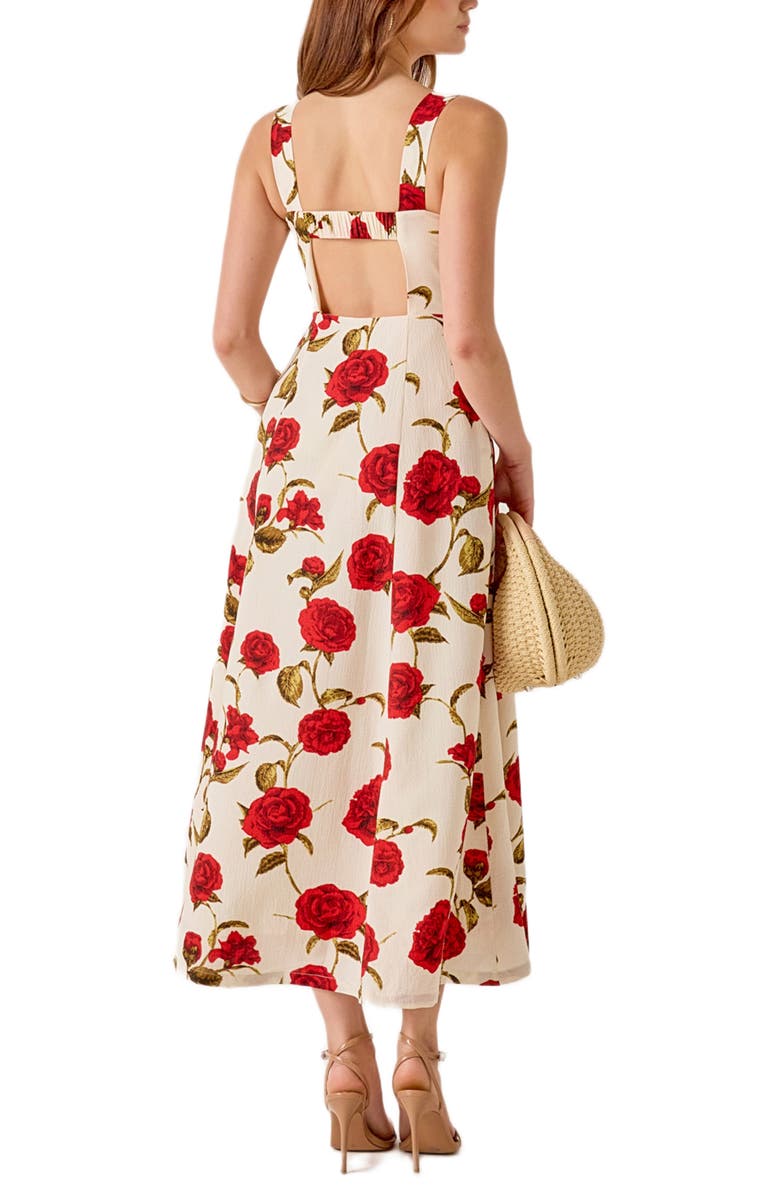 MARSY Rose Print Maxi Dress, Alternate, color, Ivory Multi