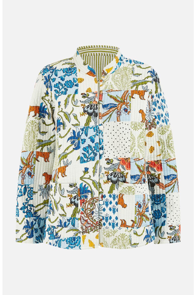 Indian Patchwork Reversible Jacket, Alternate, color, White