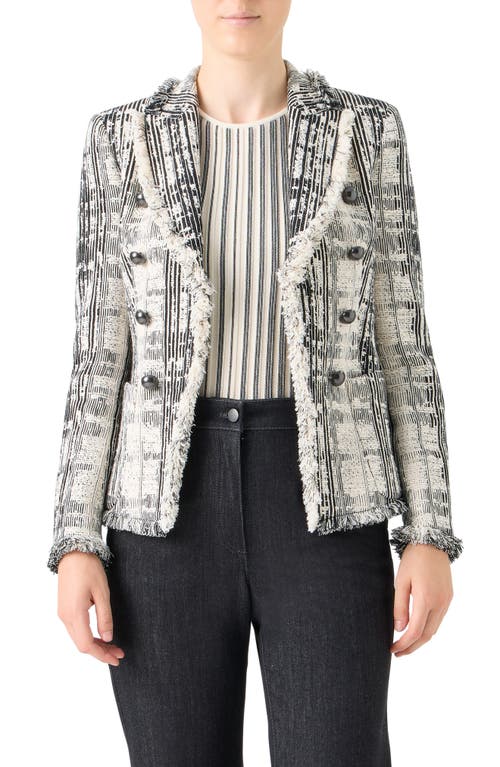 Akris Punto Fringed Boucle Tweed Double-breasted Blazer In Multi