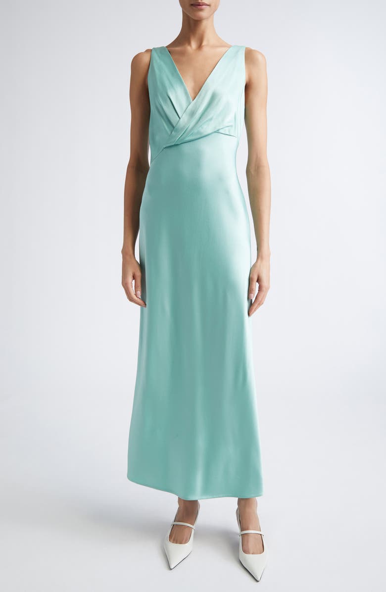 Jason Wu Collection Bias Cut Crepe Back Satin Dress, Main, color, Pale Sage