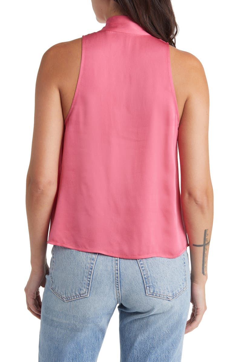 & Other Stories Tie Neck Sleeveless Satin Blouse, Alternate, color, Pink