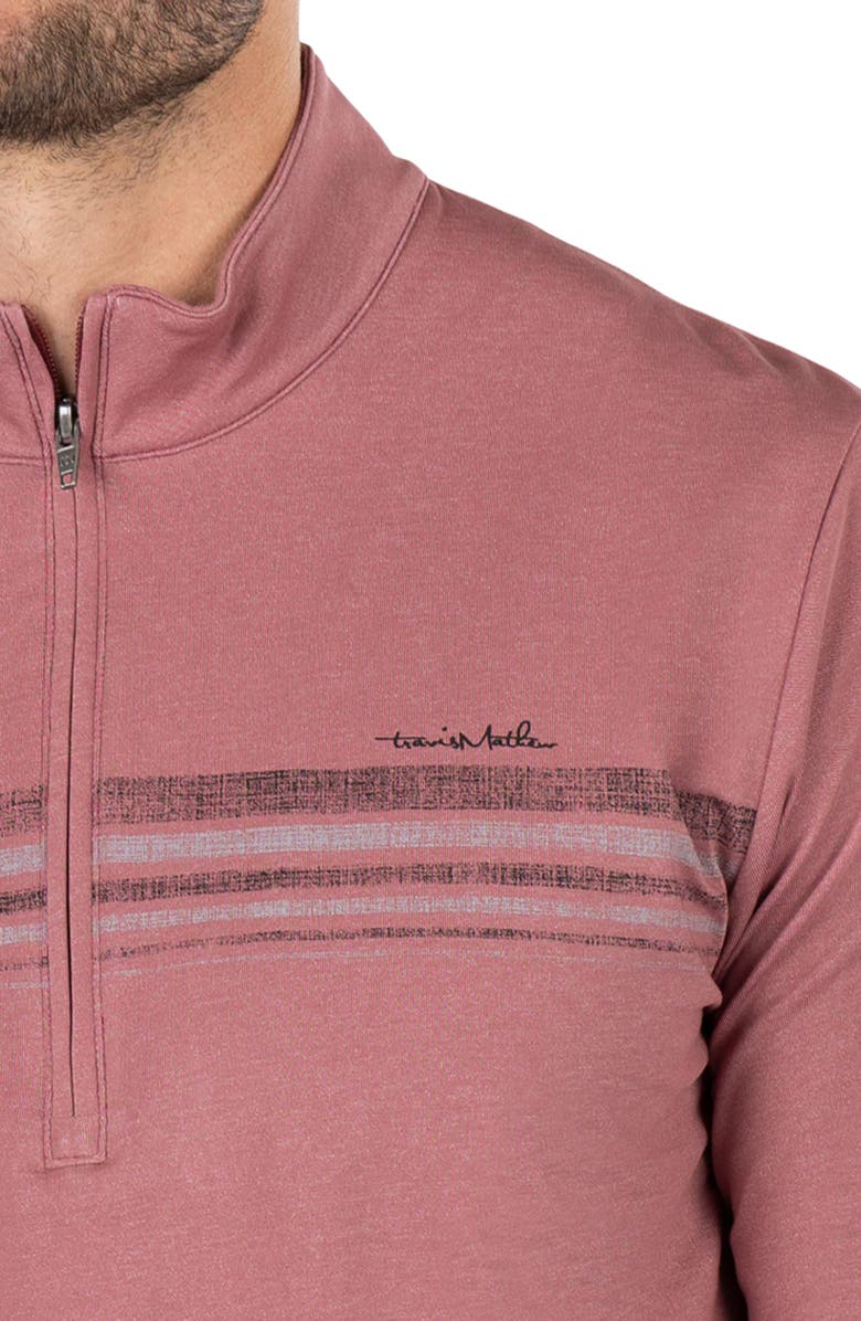 TravisMathew In The Line Up Stretch Cotton Blend Half Zip Pullover, Alternate, color, Roan Rouge