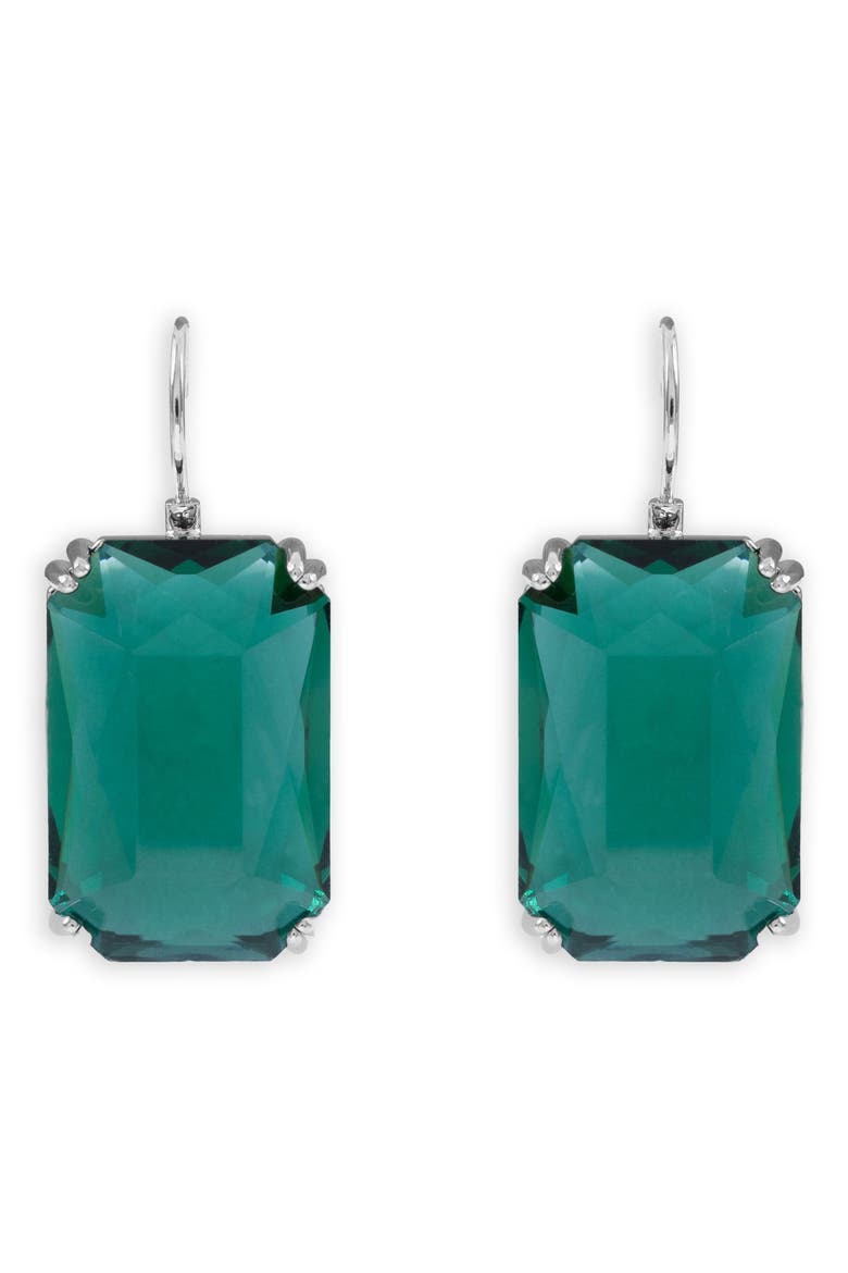 Glass Drop Earrings, Main, color, GREEN