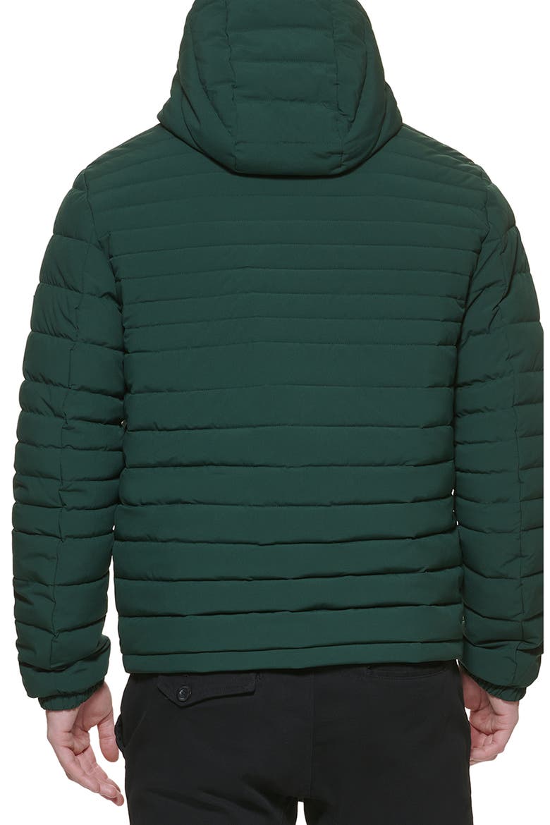 Stretch Quilted Hooded Jacket, Alternate, color, BLACK